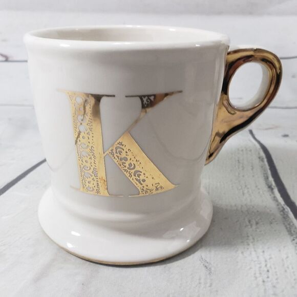 Anthropologie Mug Monogram Letter K Initial Coffee Mug - Picture 1 of 6